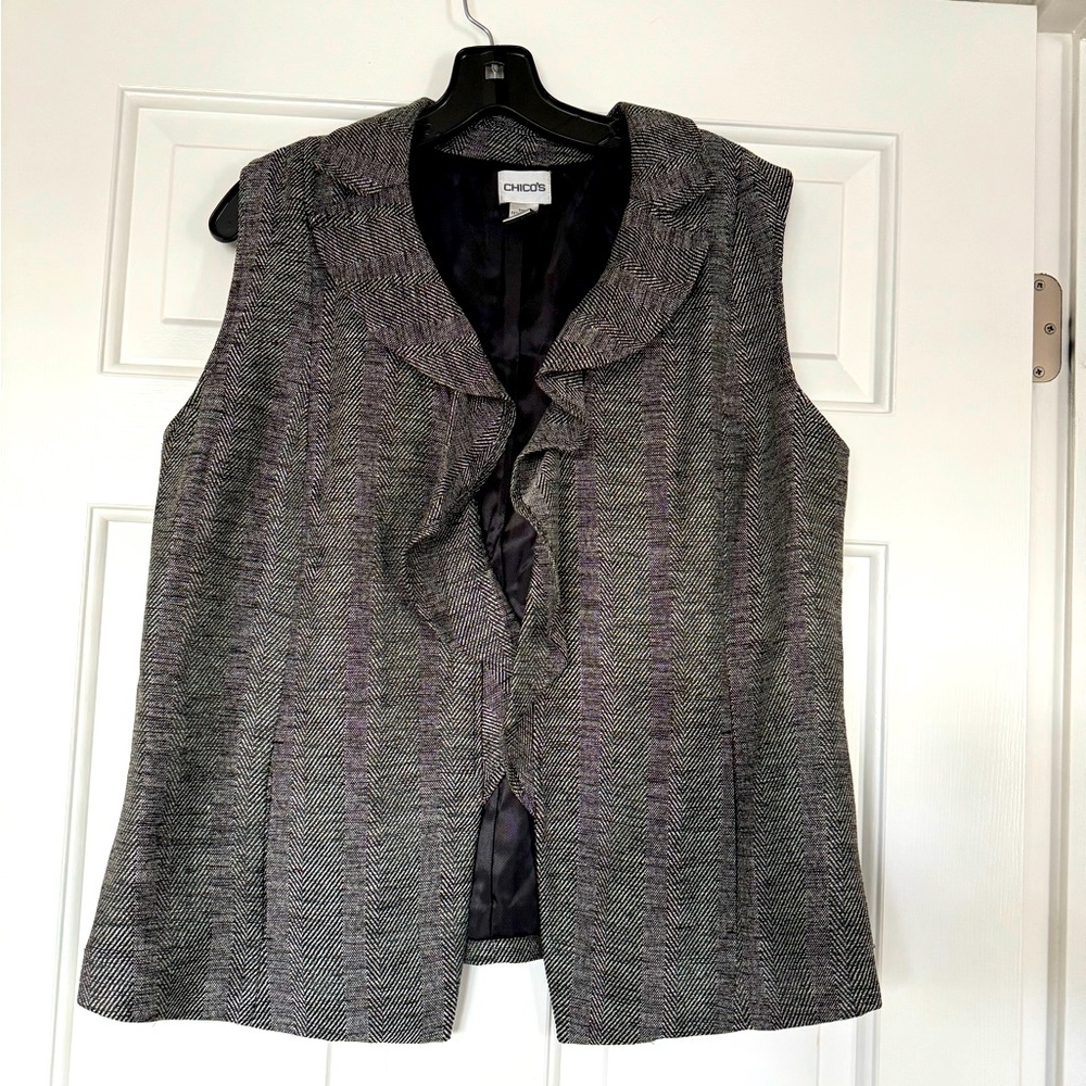 Houndstooth-Inspired Ruffle Vest